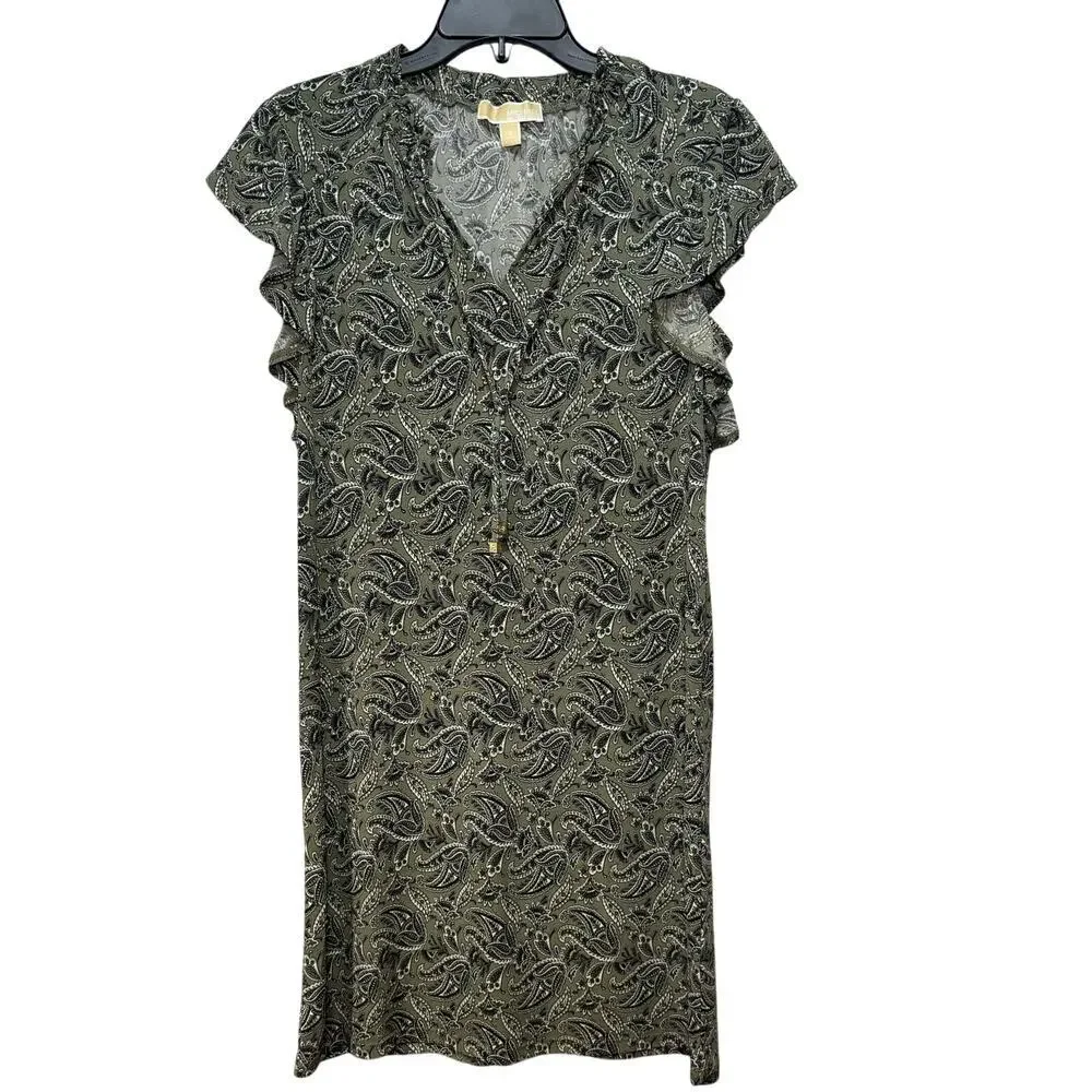 Michael Kors women’s green dress‎ with large flutter sleeves. Size S
